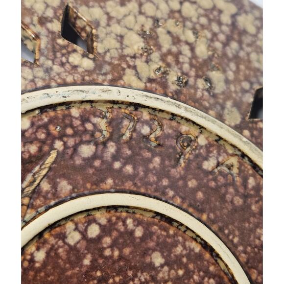 Art Pottery Glazed Vintage Ornate Plate 11.5 3729 Brown Tan - Picture 7 of 11